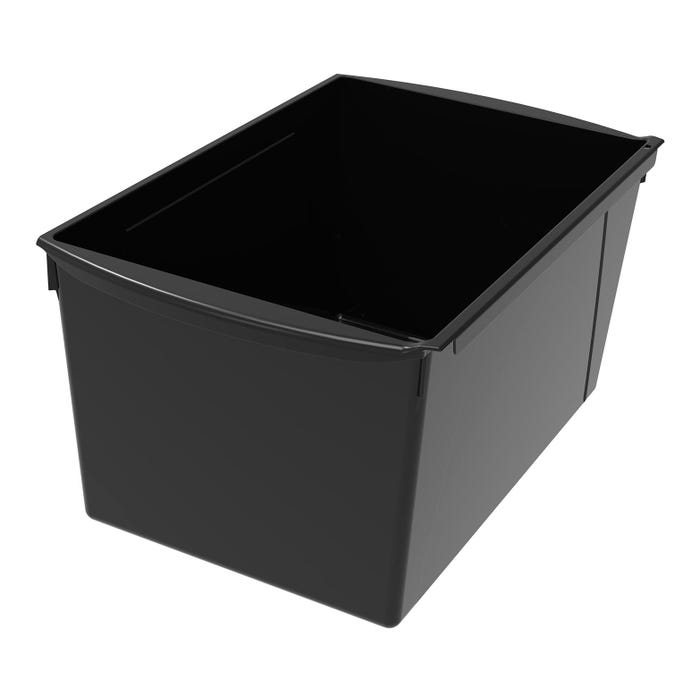 Storex Interlocking Book Bin, Double Wide, 14-1/2 x 9-1/5 x 7 Inches, Black