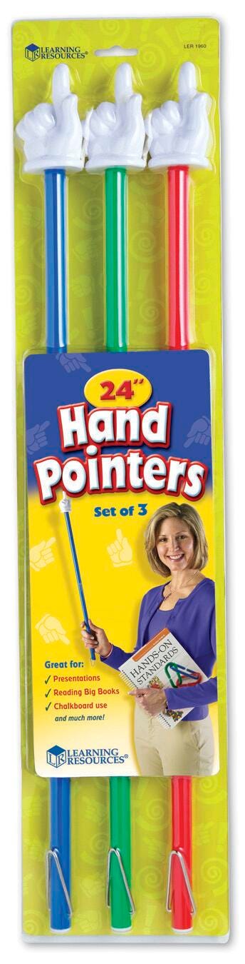 Learning Resources Hand Pointers, 24 Inches, Assorted Colors, Set of 3 1283198