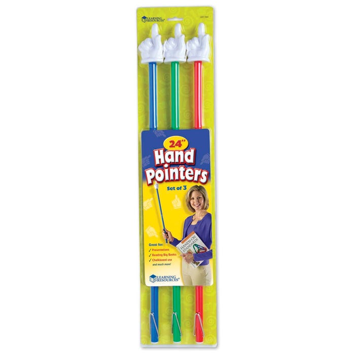Learning Resources Hand Pointers, 24 Inches, Assorted Colors, Set of 3