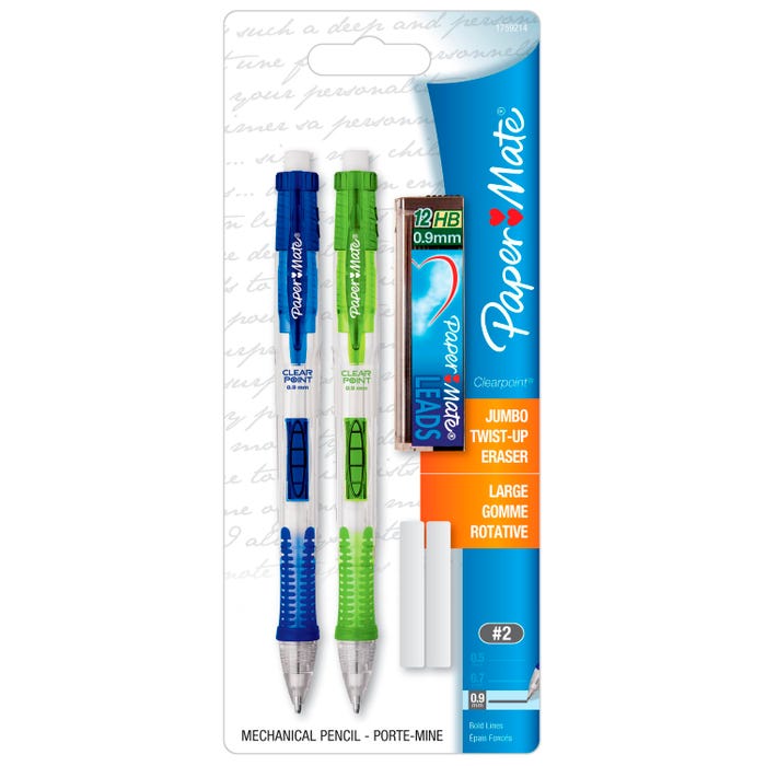 Paper Mate Clearpoint Mechanical Pencil Set, 0.9 mm, HB No 2 Lead, 5 Pieces