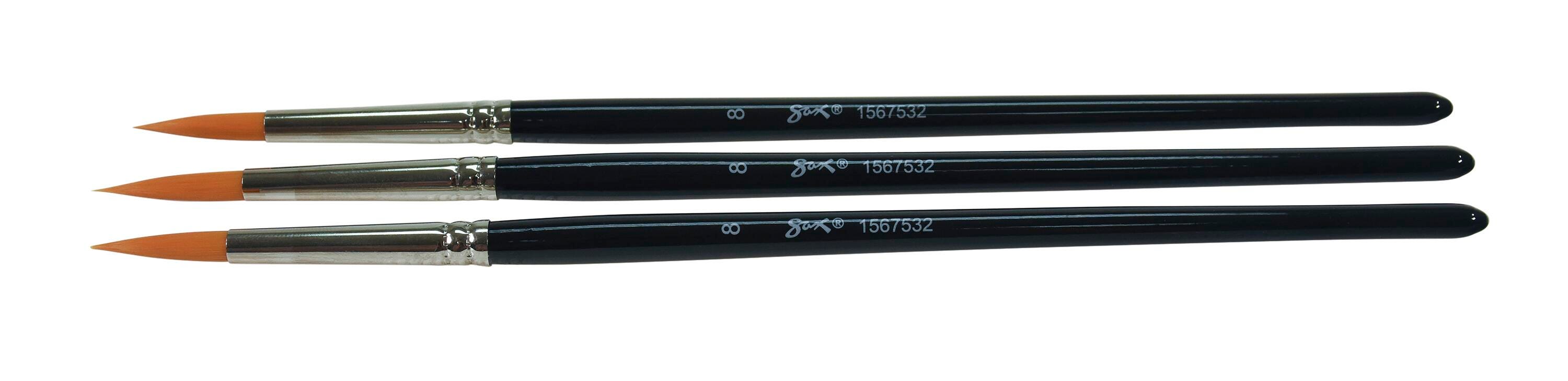 Sax True Flow Golden Taklon Watercolor Paint Brushes, Round, Size 1, Pack of 3, Item Number 1567580