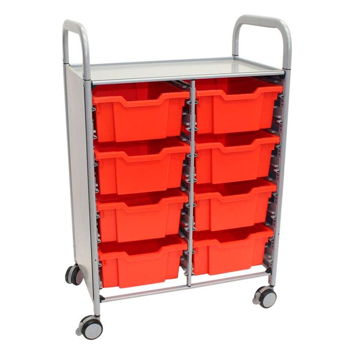 Gratnells Callero Plus Double Cart, 8 Trays, 27-1/5 x 17 x 41-1/2 Inches