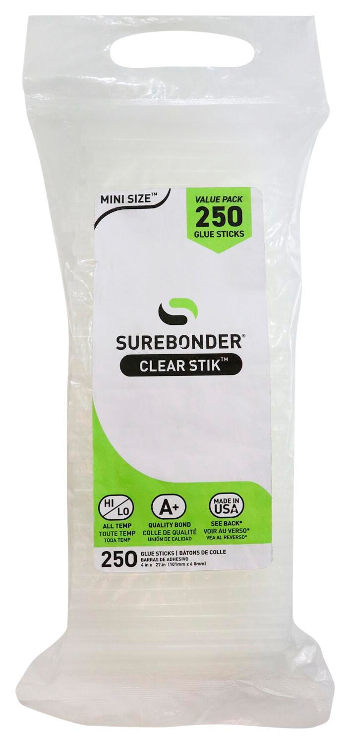 Surebonder Dual Temp Mini Glue Sticks, 4 Inches, Pack of 250, Item Number 2041037