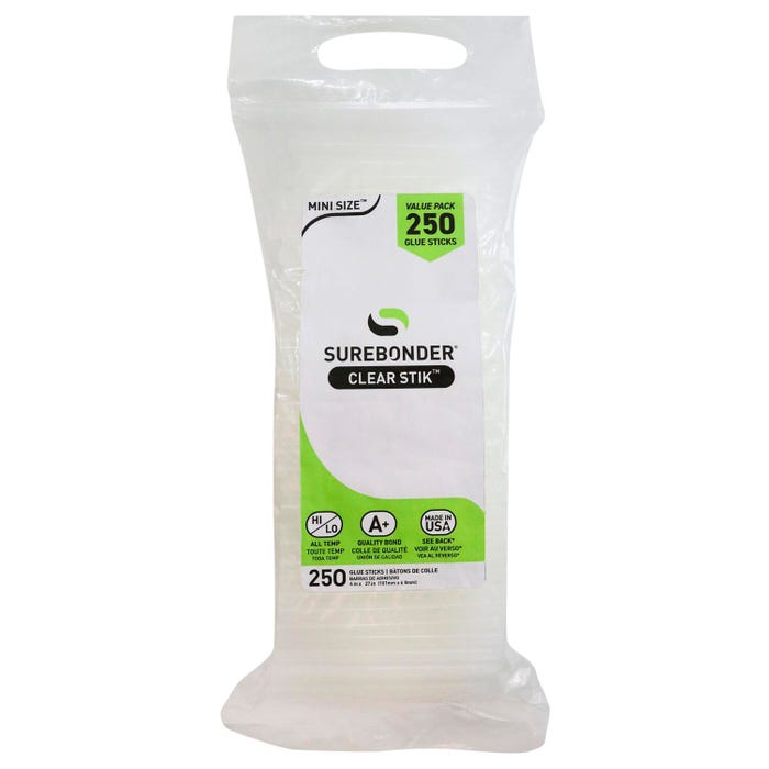 Surebonder Dual Temp Mini Glue Sticks, 4 Inches, Pack of 250