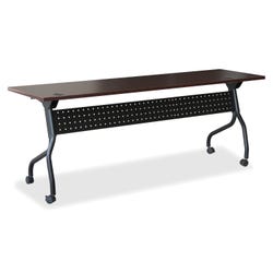 Lorell Mahogany Flip Top Training Table, 23-3/5 x 72 x 29-1/2 in, Mahogany/Black