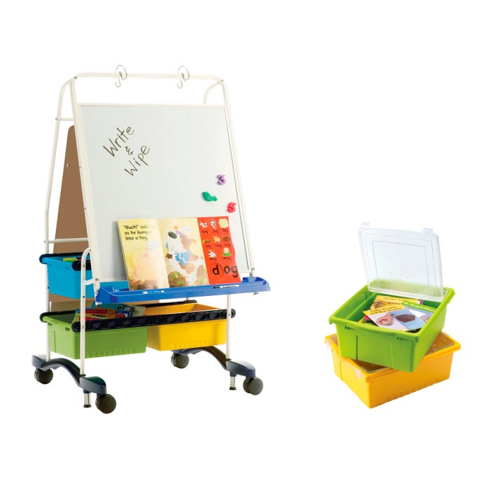 Copernicus Regal Reading Writing Center with Vibrant Tubs and Lids, 32 x 31 x 56 Inches