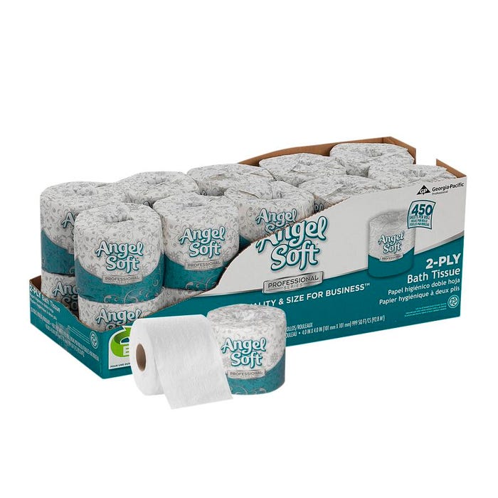 Angel Soft PS High Capacity Toilet Paper, 450 Sheets, 2-Ply, White, Pack of 20