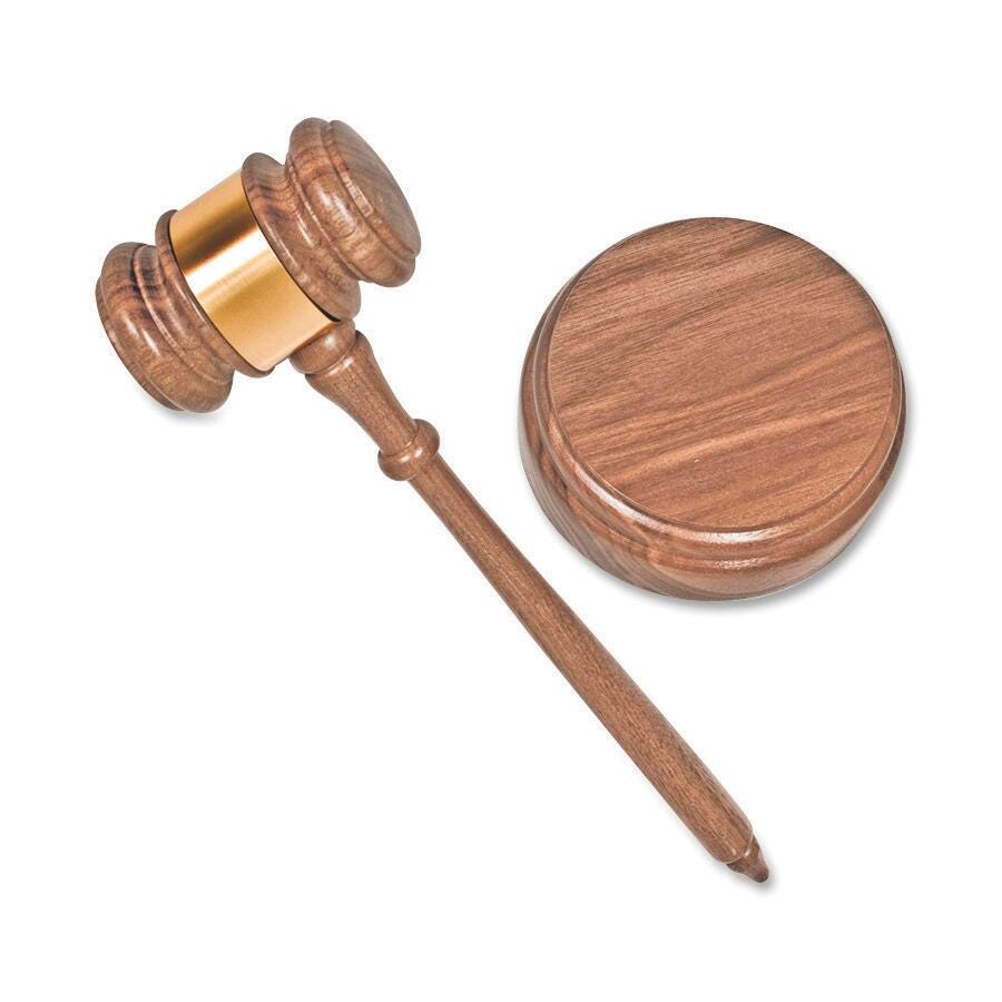 Advantus Gavel Set with Sound Block, 10-1/2 Inches, Walnut