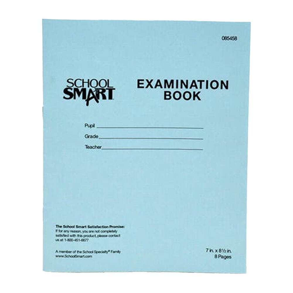 School Smart Examination Blue Books, 7 x 8-1/2 Inches, 8 Pages, Pack of 100 085458