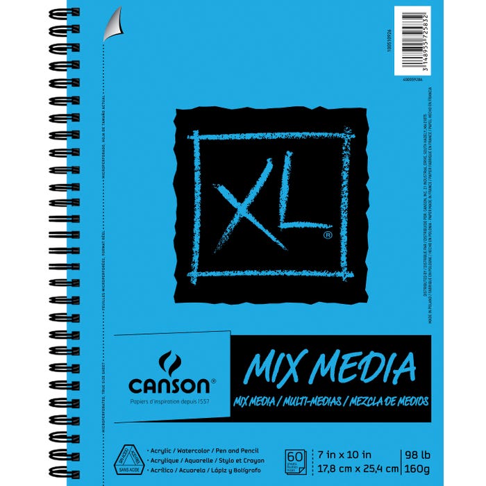 Canson XL Mixed Media Paper Pad, 98 lb, 7 x 10 Inches, 60 Sheets