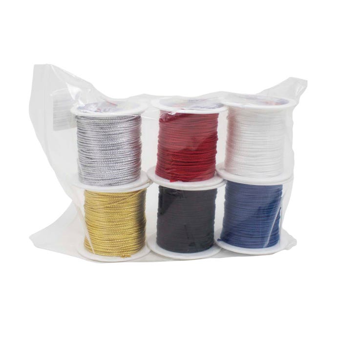 Pepperell Braiding Jewelry Cord, 1.5 Millimeters x 25 Yards, Assorted Colors, Set of 6