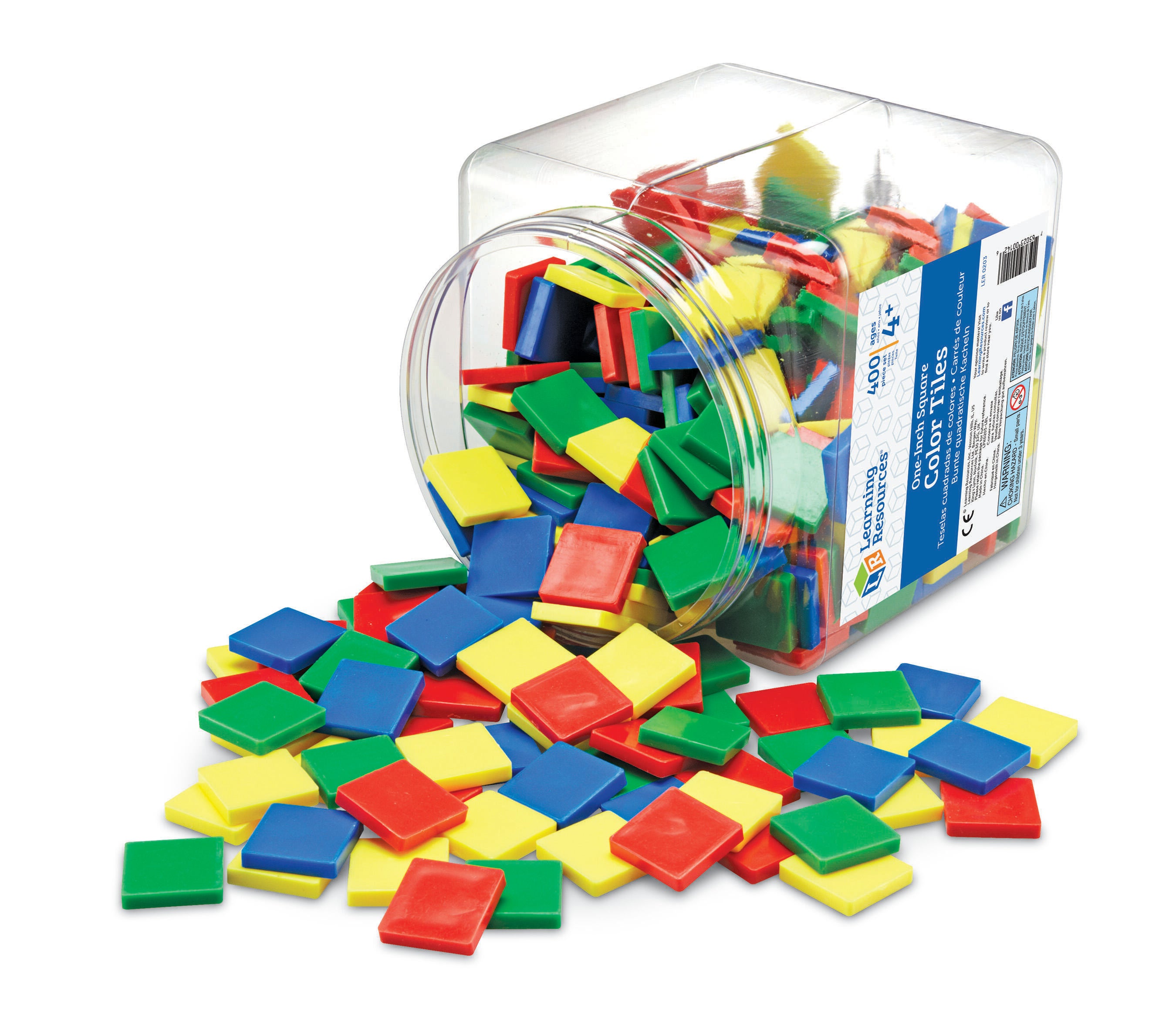 Learning Resources Plastic Mosaic Tile, 1 X 1 in, Assorted Color, Pack of 400 201-7188