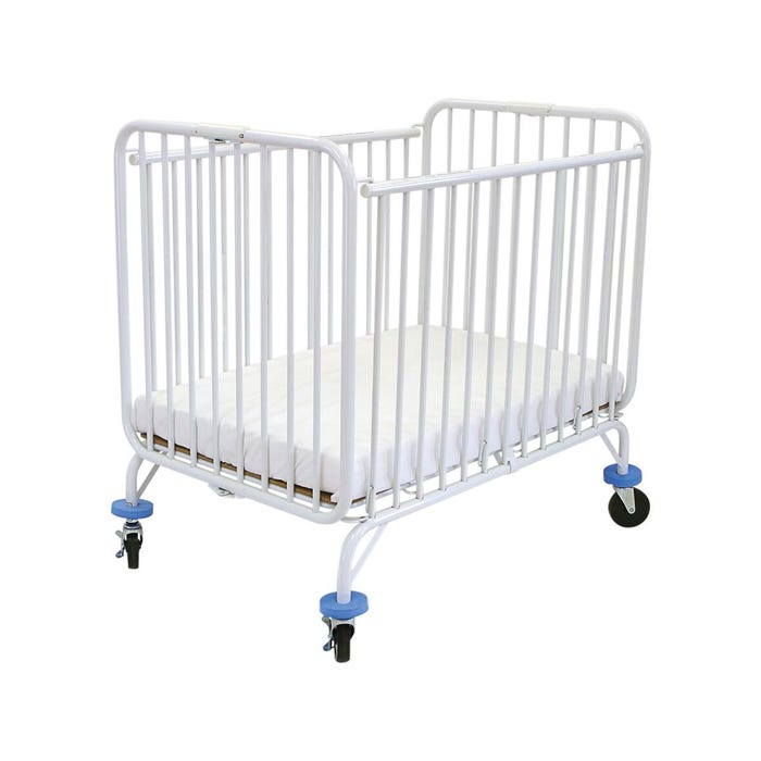 L.A. Baby Compact Metal Folding Crib, 39-1/4 x 25-1/4 x 37-1/2 Inches, Metal, White