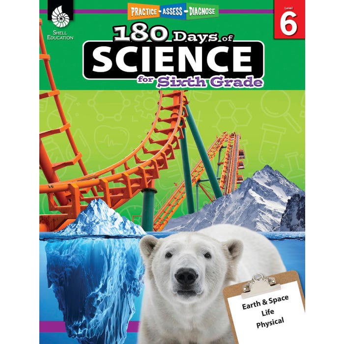 Shell Education 180 Days of Science Book for Sixth Grade
