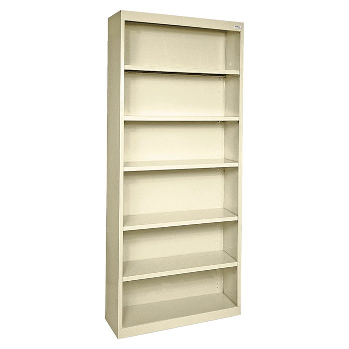 Lorell Fortress Series Putty Steel Bookcase, 6-Shelves, 34-1/2 x 13 x 82 Inches