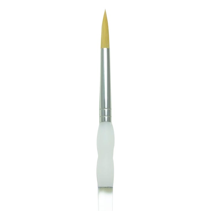 Royal & Langnickel Soft Grip Round Golden Taklon Fiber Non-Slip Rubber Grip Acrylic Handle Paint Brush, Size 6, Pack of 12
