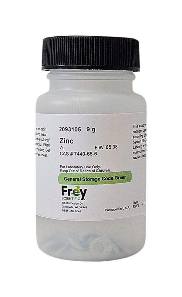 Frey Scientific Zinc, Small Pieces, 9 Grams Item Number 2093105