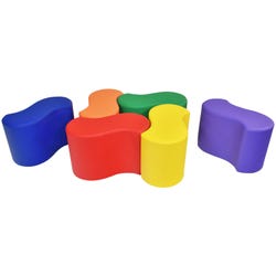 Childcraft Wave Stool Set, 9 x 17-1/2 x 10 Inches, Primary Colors, Set of 6 2044711