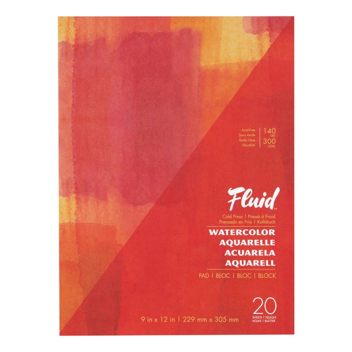 Speedball Fluid Cold Press Watercolor Pad, 9 x 12 Inches, 20 Sheets