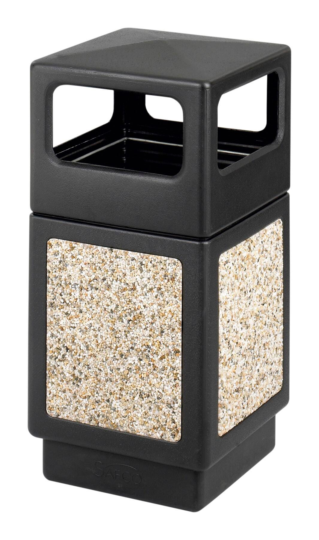 Safco Aggregate Series Side Opening, 38 Gallon Capacity, 13 x 6 Inch Opening, Black 2027782