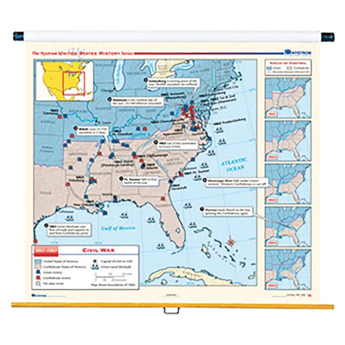 Nystrom Age of Exploration to 1861 United States History Maps with Spring Roller, Set of 10