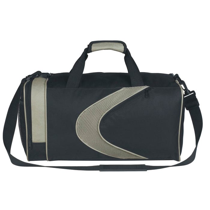 Sports Duffle Bag, Black with Gray Detail