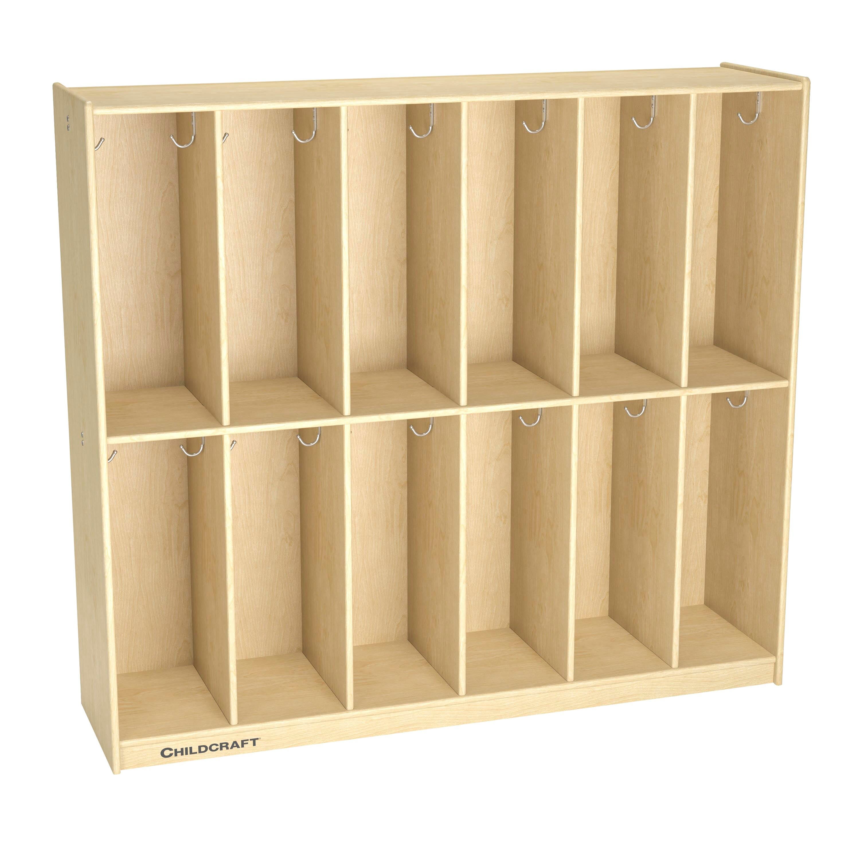 Childcraft Coat Locker with 12 Sections, Wooden, 53-3/4 x 14-1/4 x 48 Inches 1301430