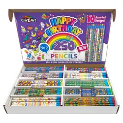 Cra-Z-Art Happy Birthday Pencils, No 2, Pre-Sharpened, Class Pack of 250 2123892