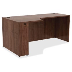 Lorell Laminate Left Corner Credenza, 66 x 36 x 29-1/2 Inches, Walnut