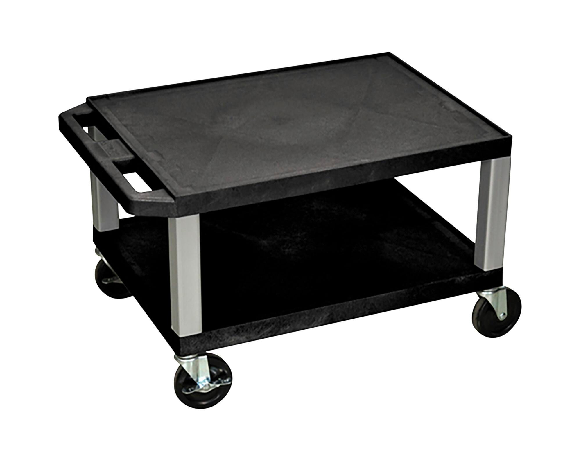 Image for Luxor 2-Shelf Tuffy Cart with Power, Black Shelves, Nickel Legs, 24 x 18 x 16 Inches from School Specialty