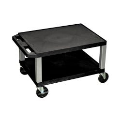 Image for Luxor 2-Shelf Tuffy Cart with Power, Black Shelves, Nickel Legs, 24 x 18 x 16 Inches from School Specialty