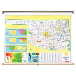 Nystrom Oklahoma Pull Down Roller Classroom Map, 68 x 50 Inches, Item Number 088638