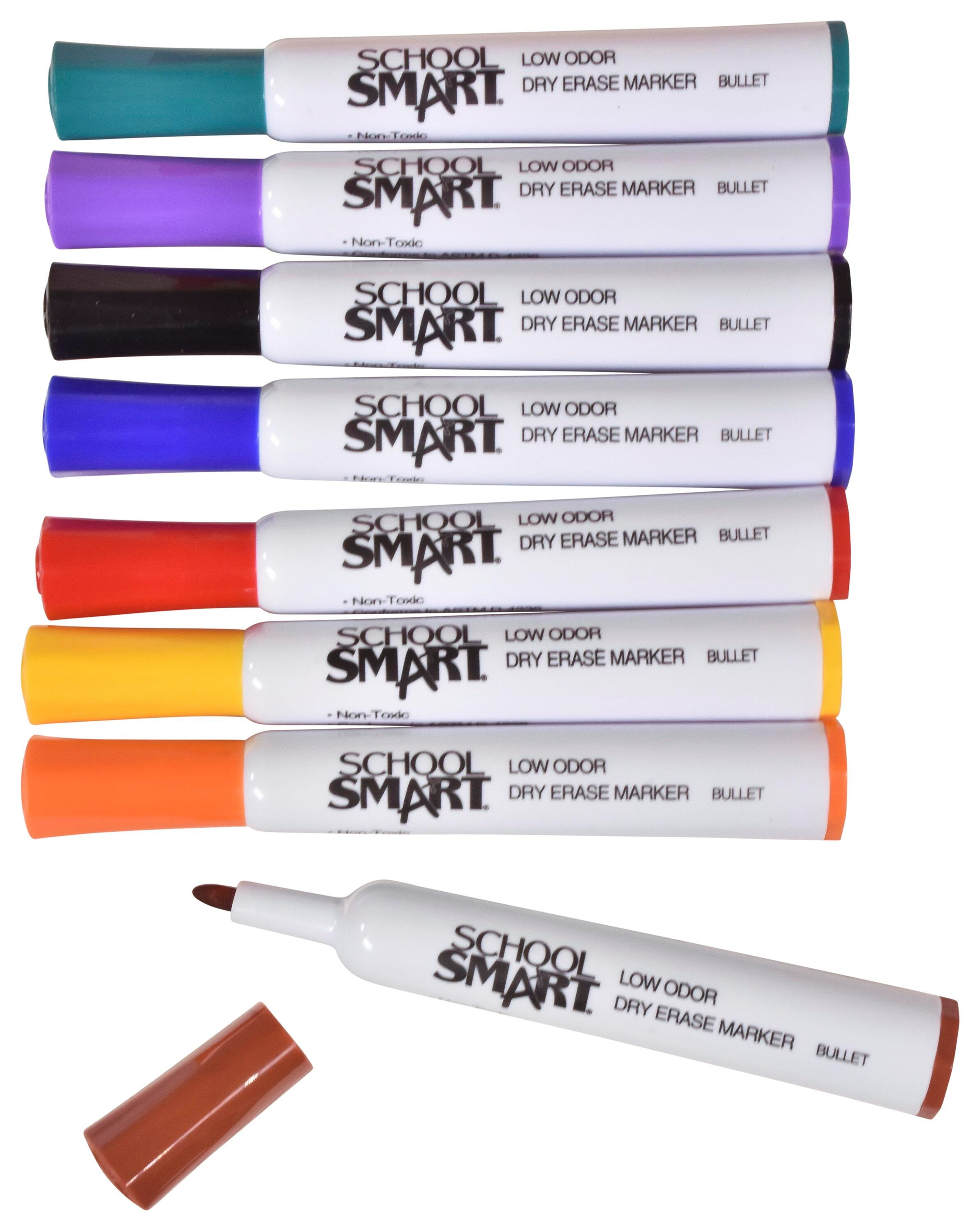 Image for School Smart Dry Erase Markers, Bullet Tip, Low Odor, Assorted Colors, Pack of 8 from School Specialty