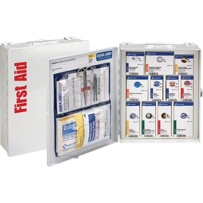 First Aid Only Class A First Aid Cabinet, ANSI Medium Metal, White