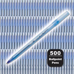 BIC Round Stic Xtra Life Blue Ballpoint Pens Medium 1.0 mm, 500 Count Bulk Pack 2106726