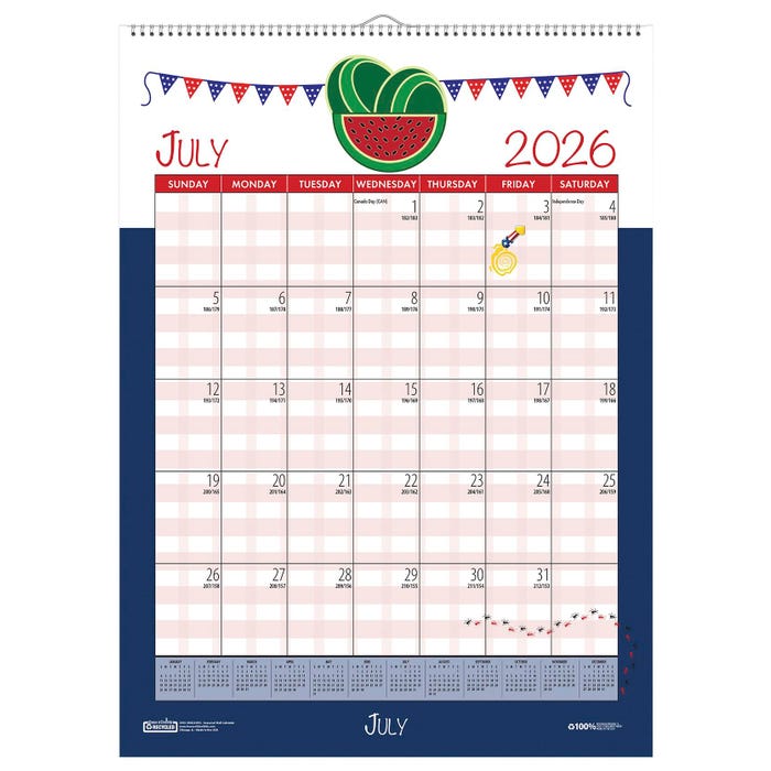 House of Doolittle Recycled Academic Wall Calendar, July 2026 to June 2027, 12 x 16-1/2 Inches, Seasonal