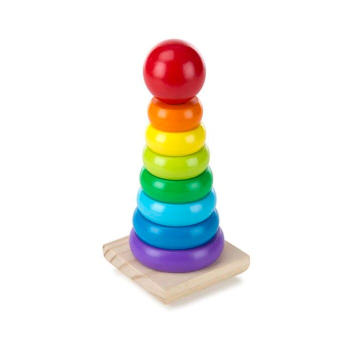 Melissa & Doug Classic Rainbow Stacker, 8 Pieces and Solid Wood Base