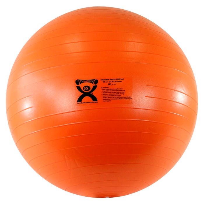 CanDo Inflatable Exercise Ball, Extra Thick ABS, 22 Inches, Orange