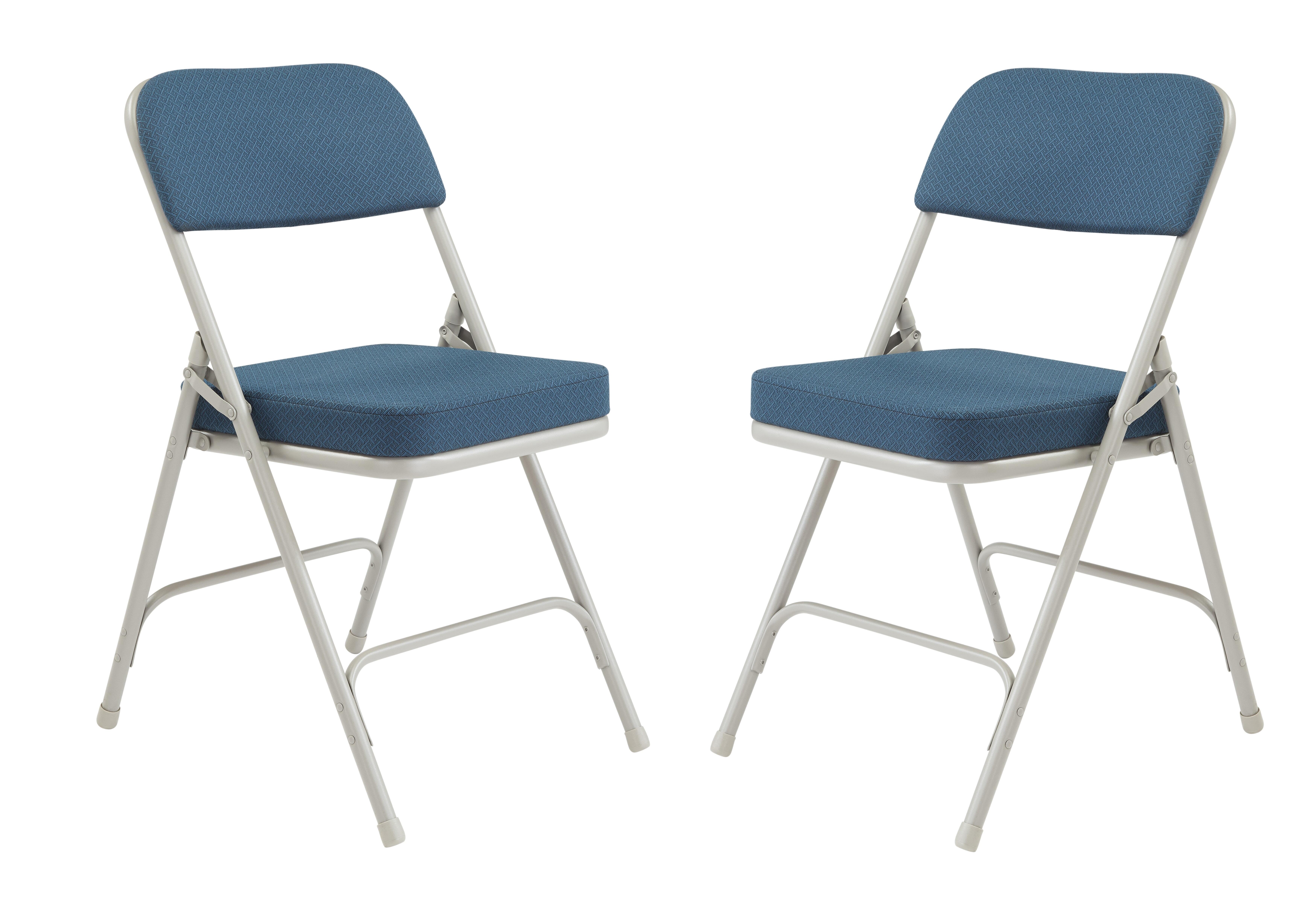 National Public Seating 3200 Series 2-Inch Thick Padded Folding Chair, 18-1/2 Inch Seat, Regal Blue, Pack of 2 2051323