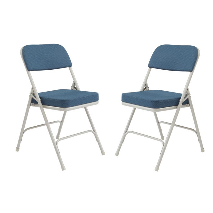 National Public Seating Premium 2-Inch Thick Padded Folding Chair, 3200 Series, 18-1/2 Inch Seat, Regal Blue Fabric, Gray Frame,