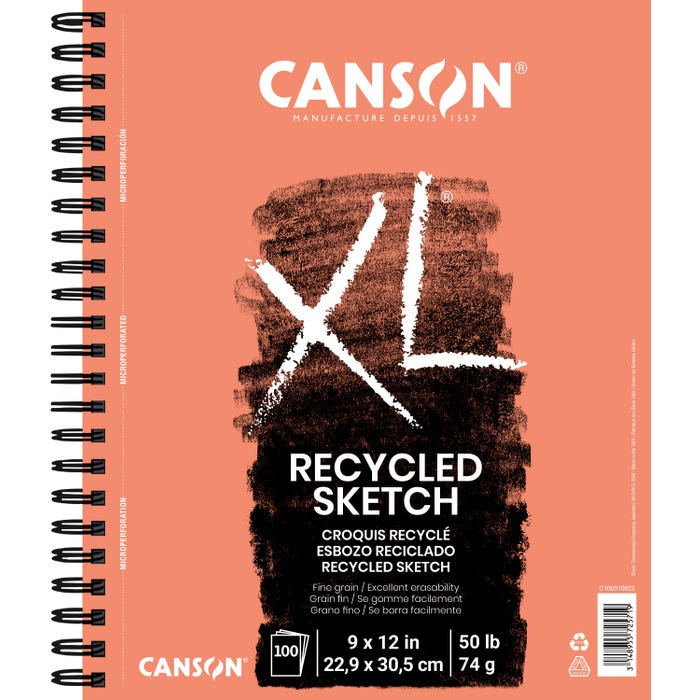 Canson XL Recycled Sketch Pad, 9 x 12 Inches, 50 lb, 100 Sheets