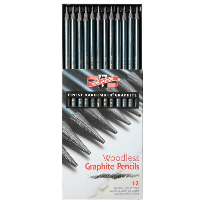 Koh-I-Noor Woodless Graphite Pencils, Assorted Hardness, Set of 12