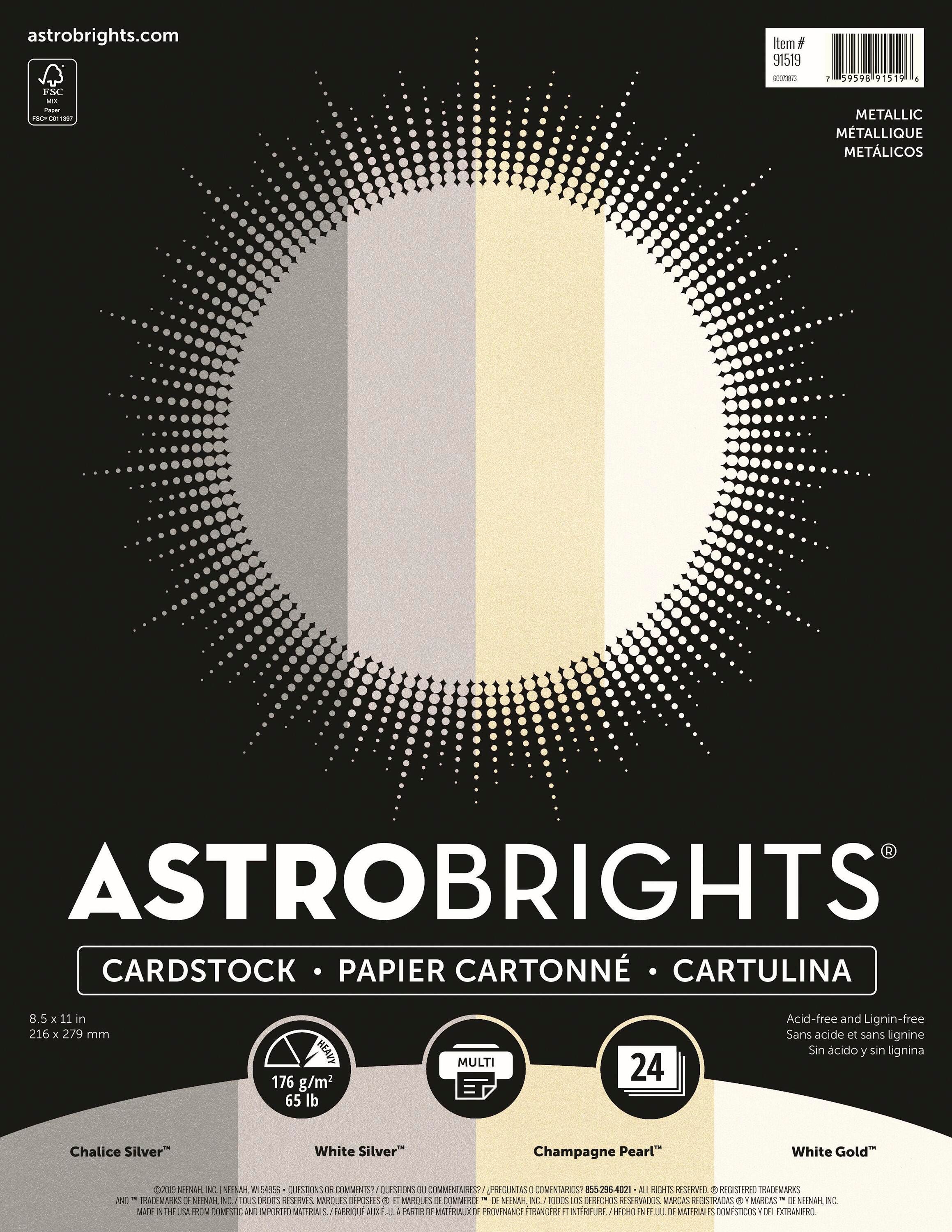 Astrobrights Premium Cardstock, 8-1/2 x 11 Inches, Metallic Assortment, 24 Sheets Item Number 2040086