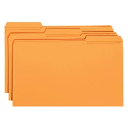 Smead Reinforced File Folders, Legal Size, 1/3 Cut Tabs, Orange, Pack of 100