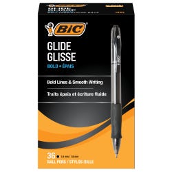 BIC Glide Bold Retractable Ball Pens, 1.6 mm, Black, Pack of 36 2005869