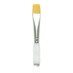Royal & Langnickel Soft Grip Flat Golden Taklon Fiber Non-Slip Rubber Grip Acrylic Handle Paint Brush, Size 12, Pack of 12