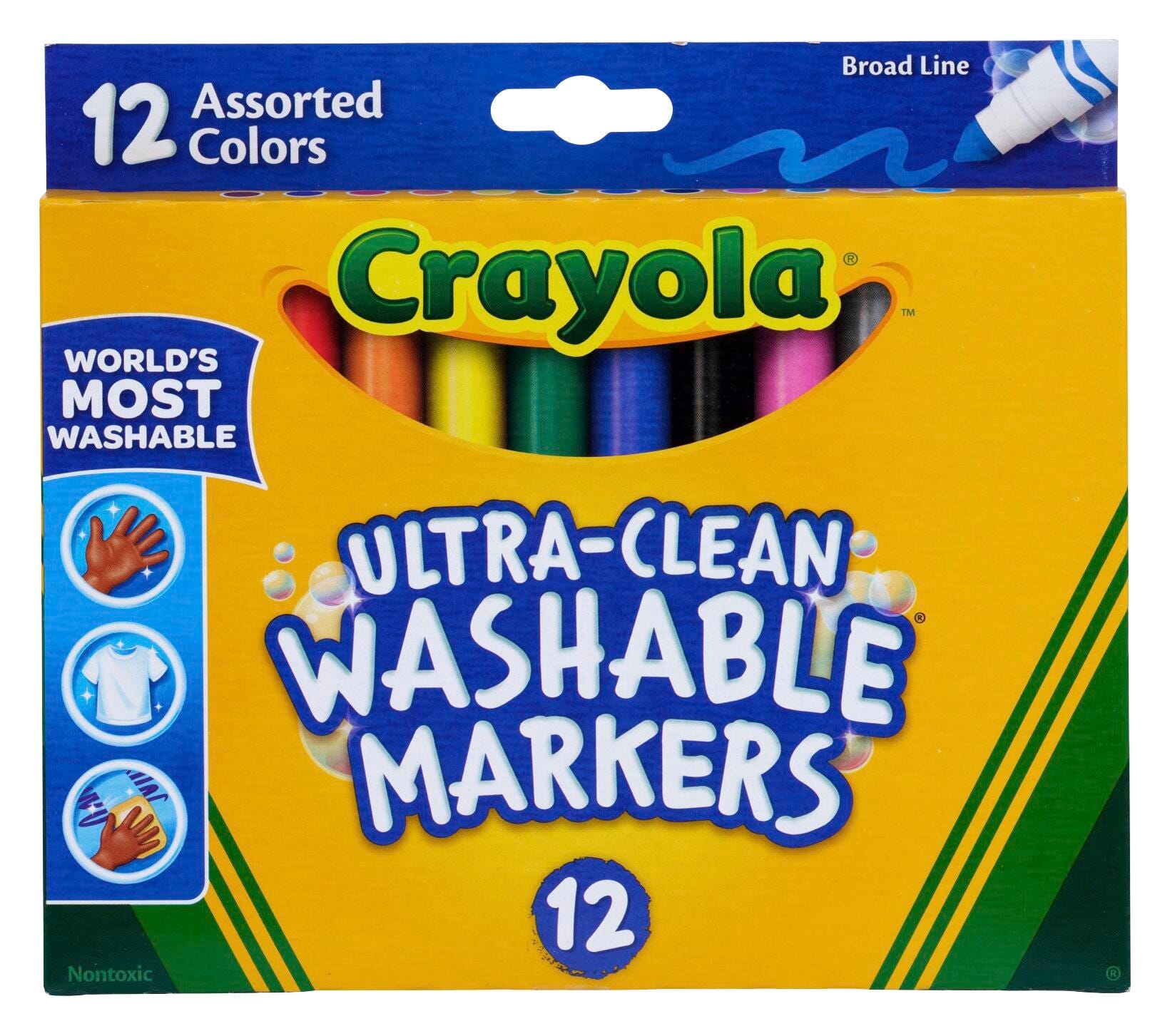 Image for Crayola Ultra-Clean Washable Markers, Broad Line, Assorted Colors, Set of 12 from School Specialty