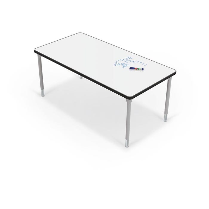 MooreCo Hierarchy Rectangle Activity Table, Porcelain Steel Top, Charcoal Edge