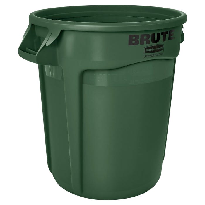 Rubbermaid Commercial BRUTE Garbage Can, Round, Plastic, 32 Gallon, Dark Green