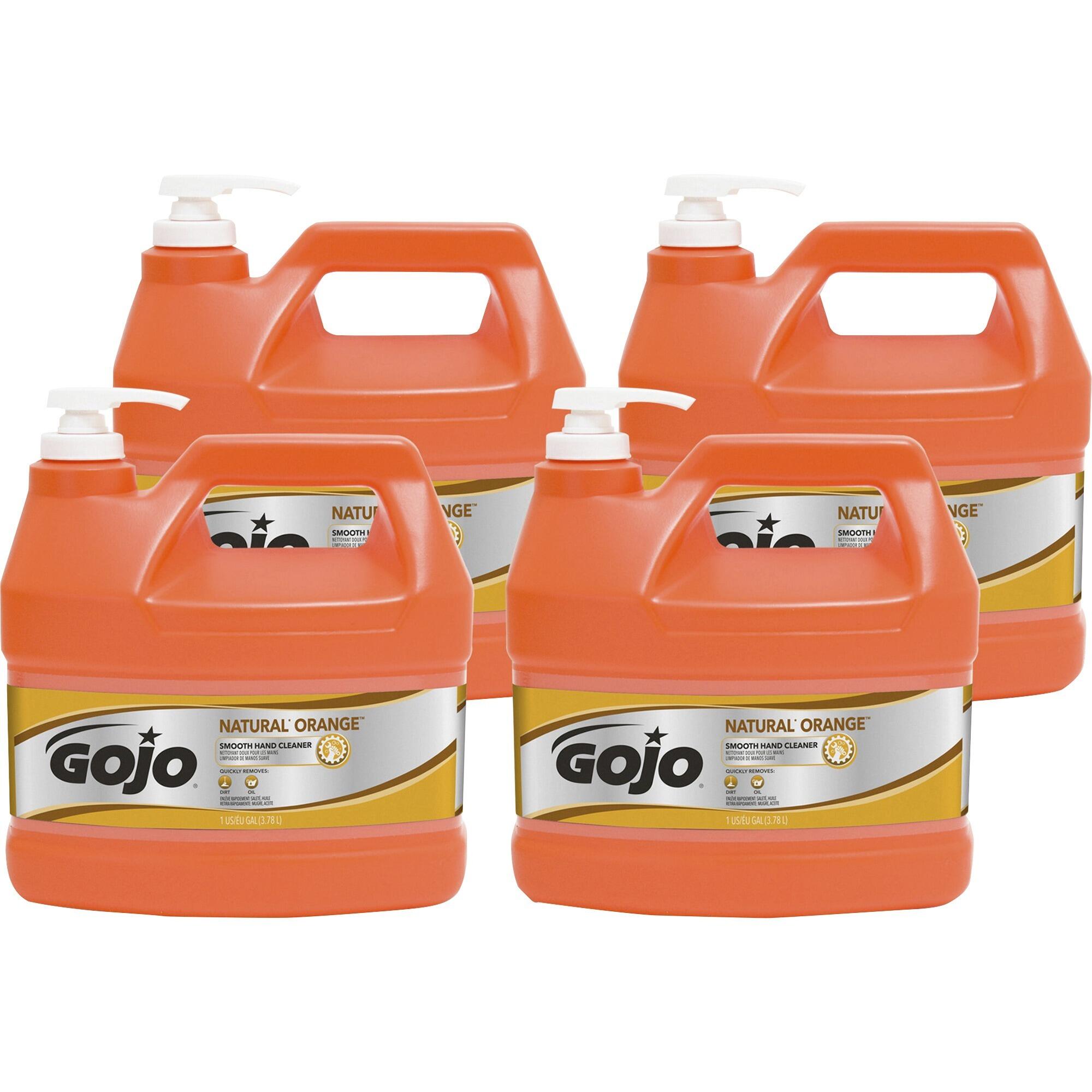 Gojo Heavy Duty Smooth Hand Cleaner, 1 gal, Light Citrus, Natural Orange, Petroleum Distillates, Pack of 4 2215723
